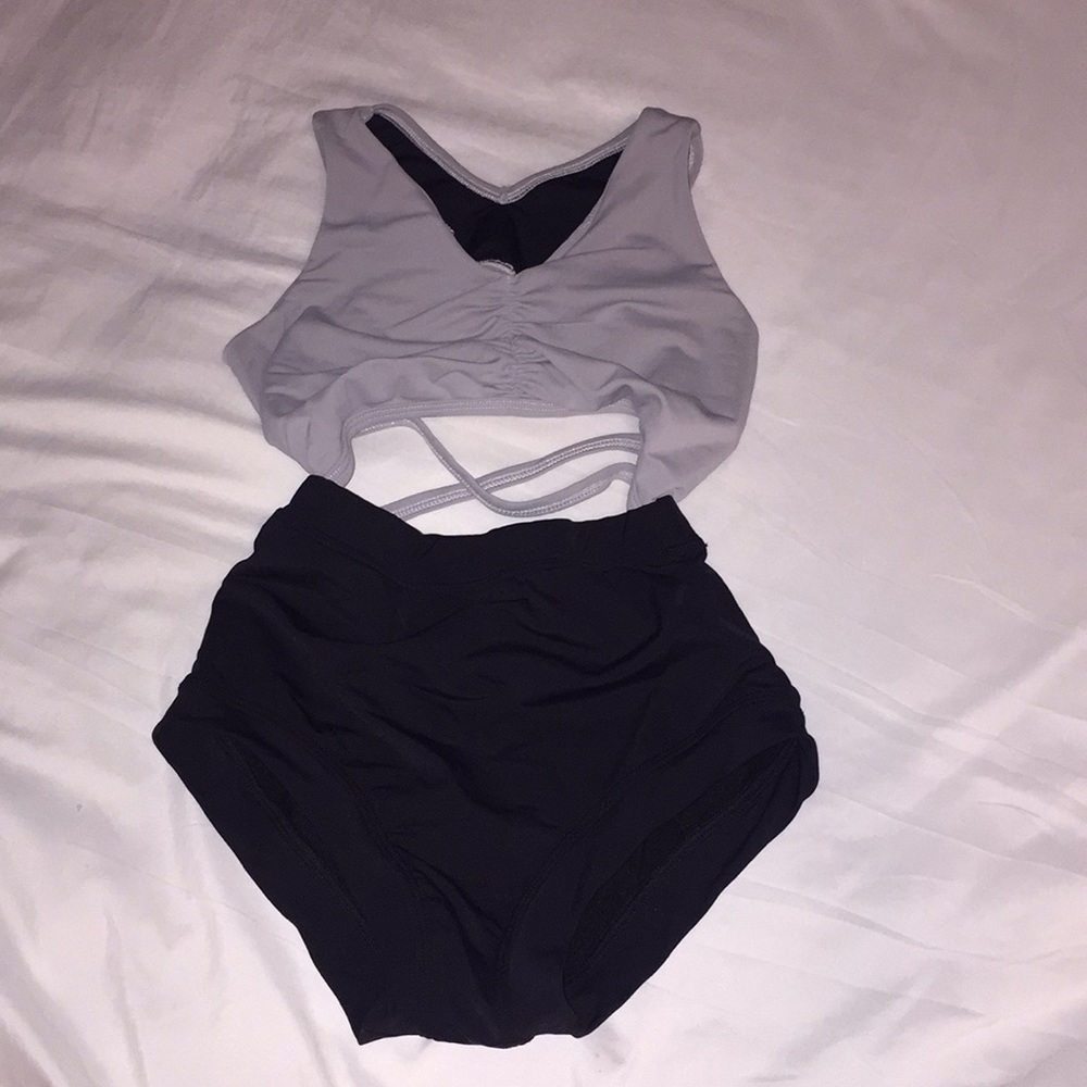 Grey and black leotard for dance
